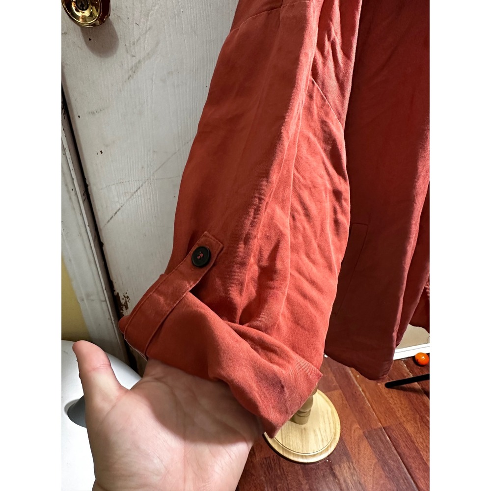 H&M Conscious Lyocell Drape Front Jacket coral Small Pockets Roll Tab - Picture 6 of 9